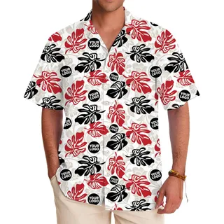 Custom Bold Monstera Hawaiian Shirt With Logo Live Preview