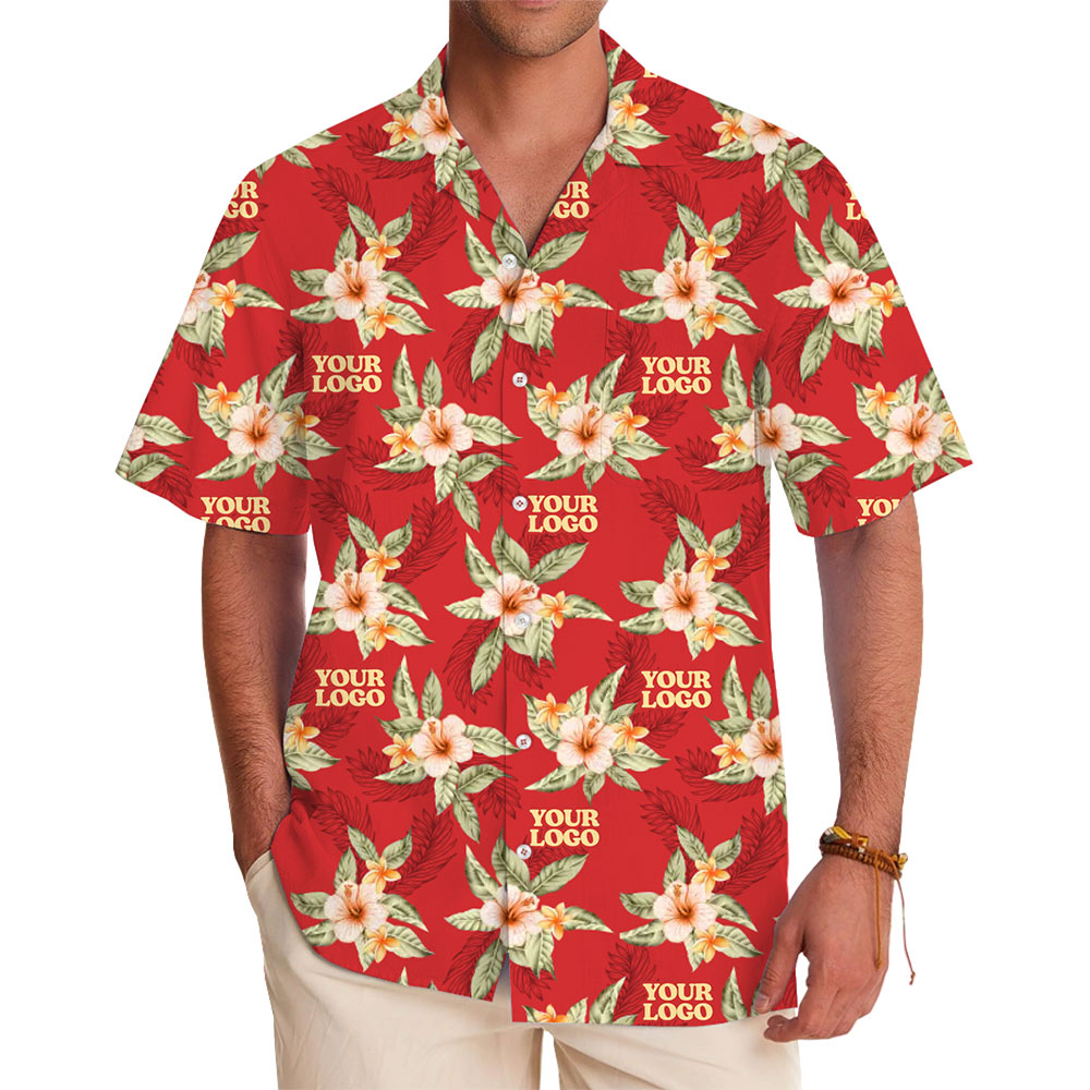 Custom Floral Hawaiian Shirt With Logo Live Preview - variant image 1