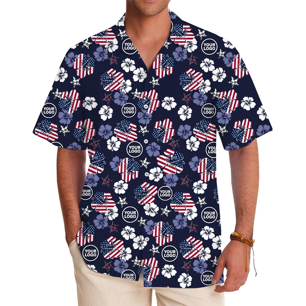 Patriotic Custom Hawaiian Shirt With Hibiscus Flowers And Live Preview - variant image 1