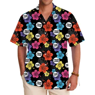 Personalized Floral Hawaiian Shirt With Company Logo and Live Preview
