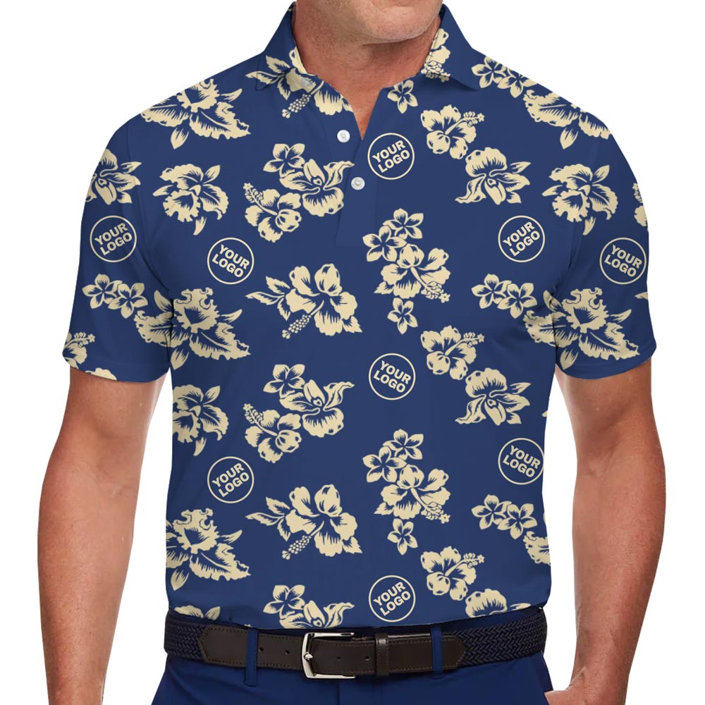 Custom Logo And Color Background Color Polo Shirt With Flower - variant image 1