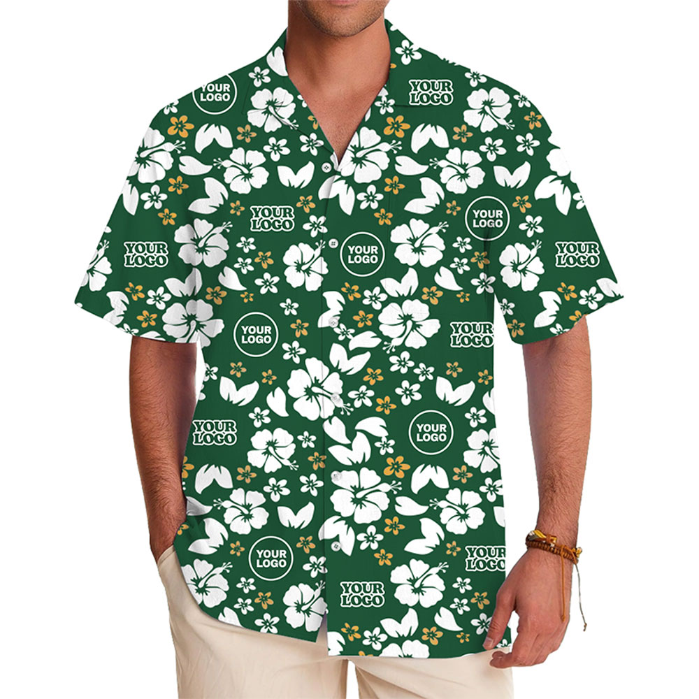 Custom Hawaiian Floral Print Shirts With Your Logos Instant Preview - variant image 1
