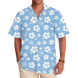 Custom Logo Hawaiian Shirt Floral Aloha Pattern with Live Preview
