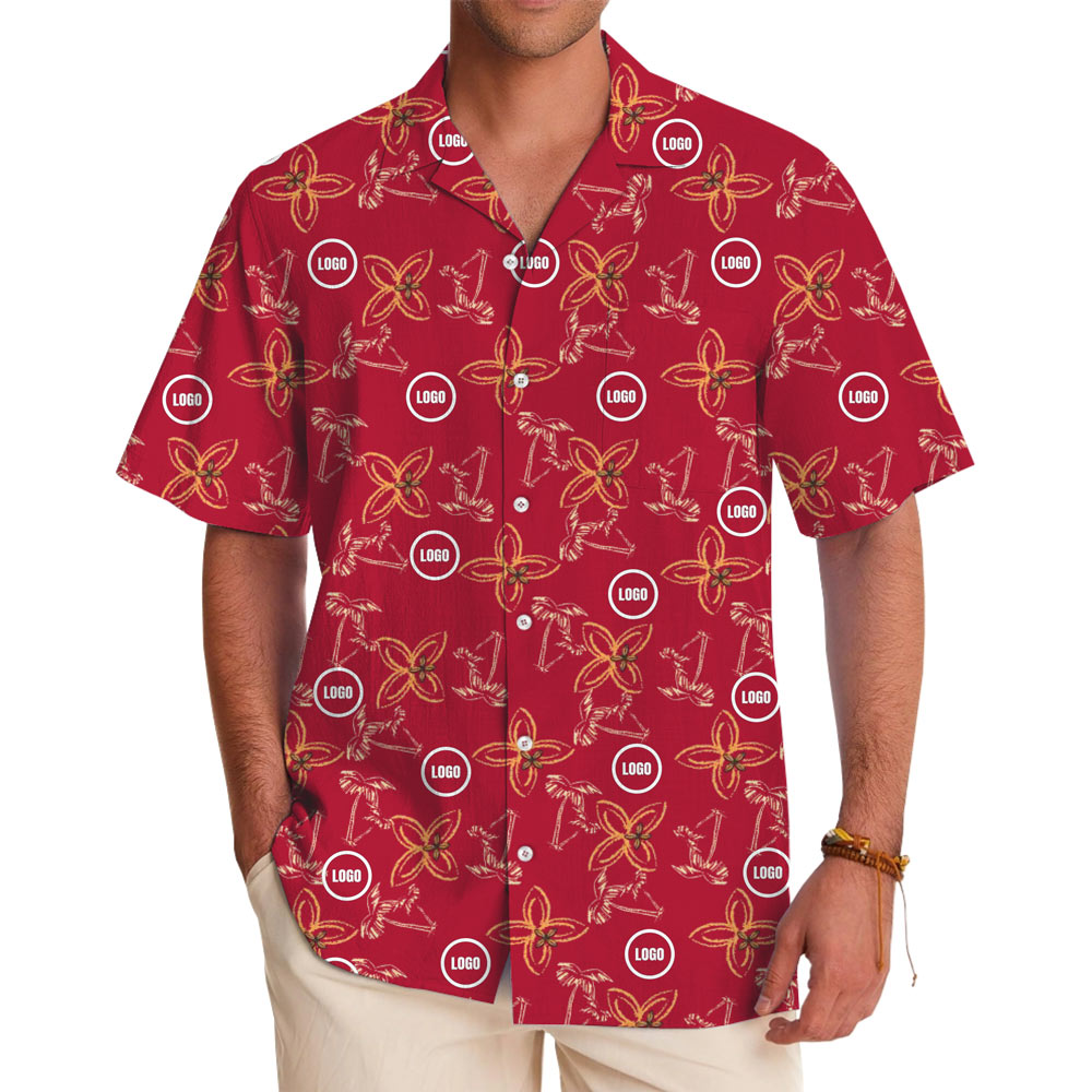 [Live Preview] Custom Logo Vintage Plumeria Blossom Hawaiian Shirt - variant image 1