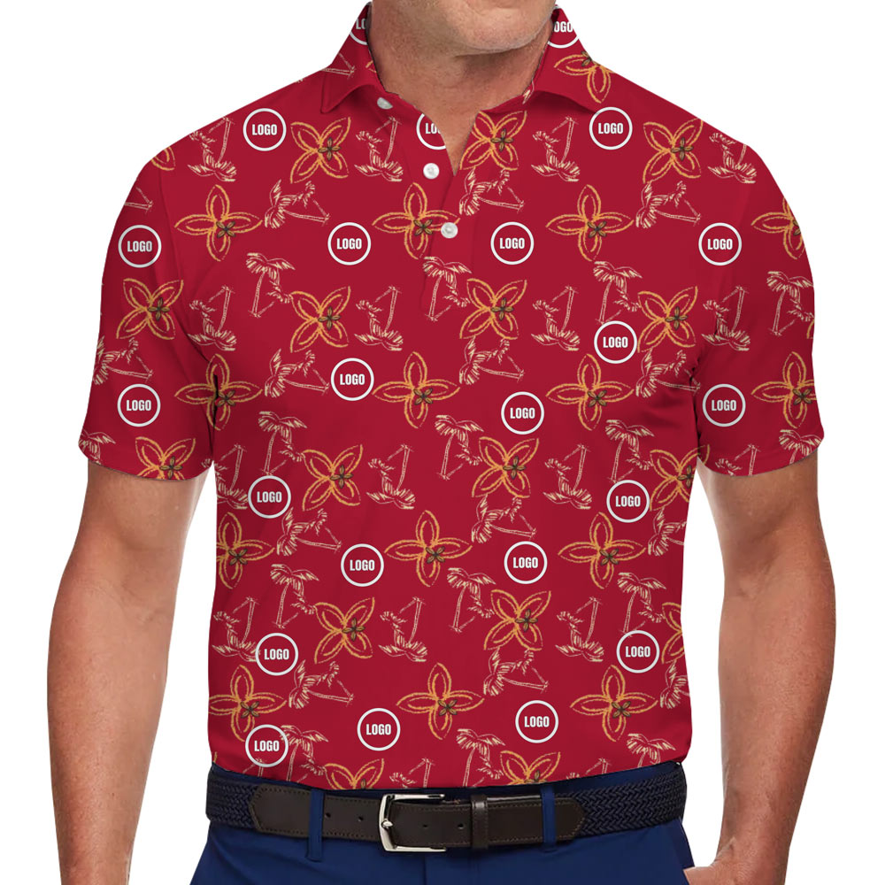 [Live Preview] Vintage Custom Logo Plumeria Blossom Polo Shirt - variant image 1