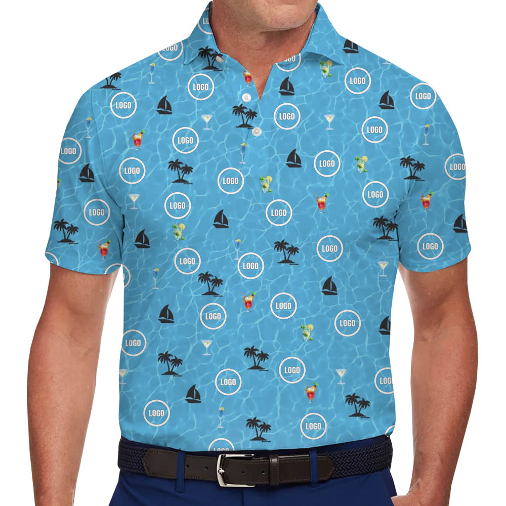 [Live Preview] Custom Logo Blue Ocean Wave Polo Shirt - variant image 1