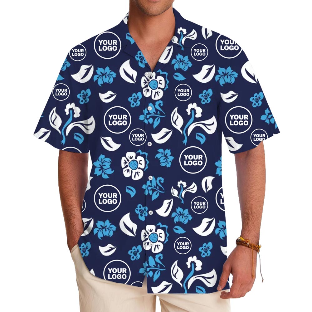 [Live Preview] Personalized Logo Floral Button Up With 1-2 Logos - variant image 1
