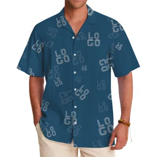 [Live Preview] Simple Custom Company Logos Hawaiian Shirt