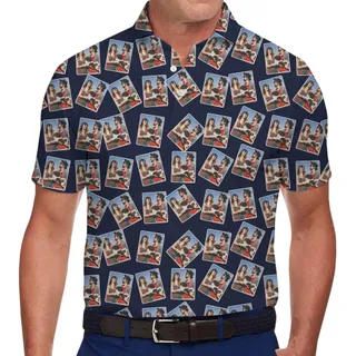 Custom Photo With Border Collared Polo Shirt