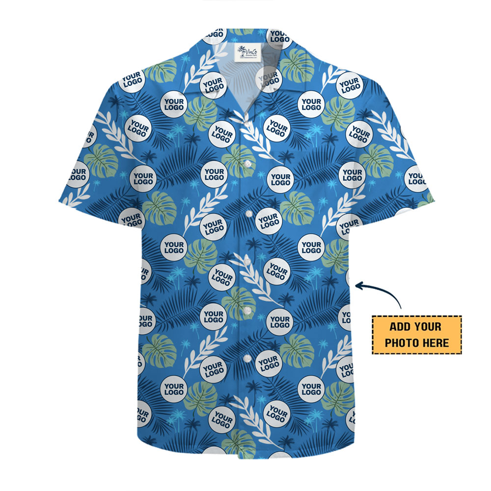 Custom Tropical Leaf Hawaiian Shirt With Logo Instant Preview