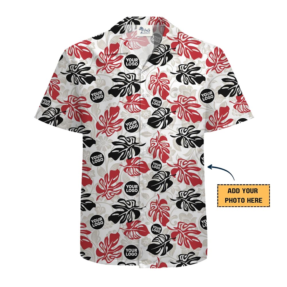 Custom Bold Monstera Hawaiian Shirt With Logo Live Preview