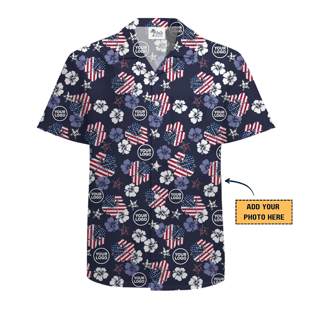 Patriotic Custom Hawaiian Shirt With Hibiscus Flowers And Live Preview