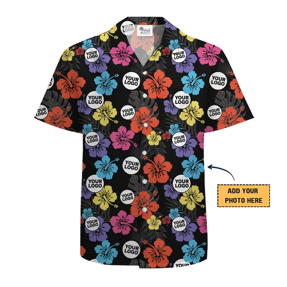 Personalized Floral Hawaiian Shirt With Company Logo and Live Preview
