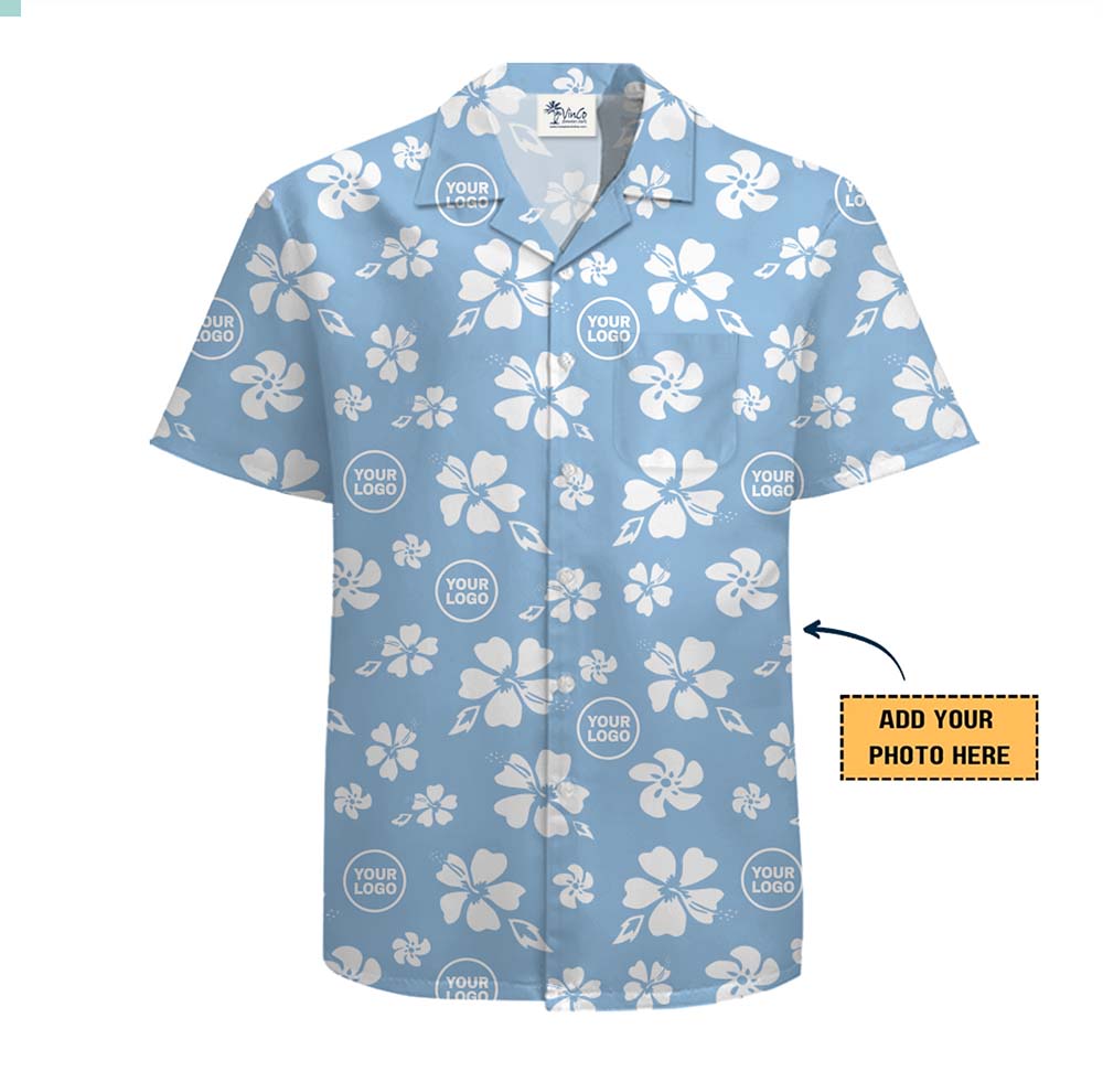 Custom Logo Hawaiian Shirt Floral Aloha Pattern with Live Preview