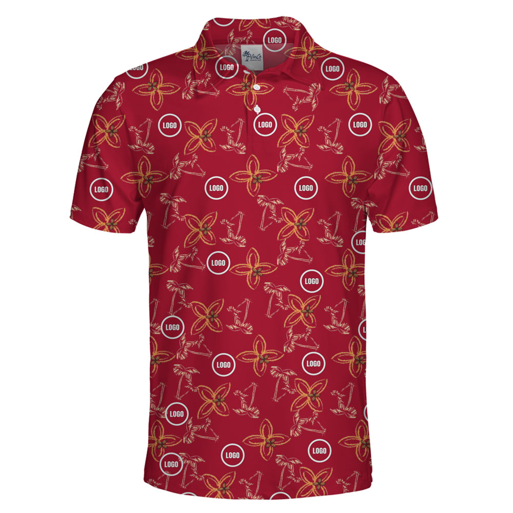 [Live Preview] Vintage Custom Logo Plumeria Blossom Polo Shirt
