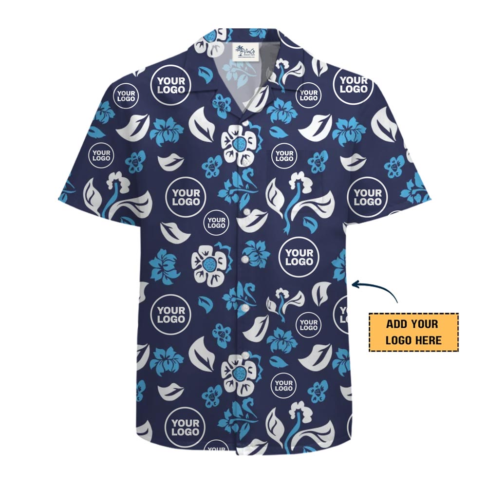 [Live Preview] Personalized Logo Floral Button Up With 1-2 Logos