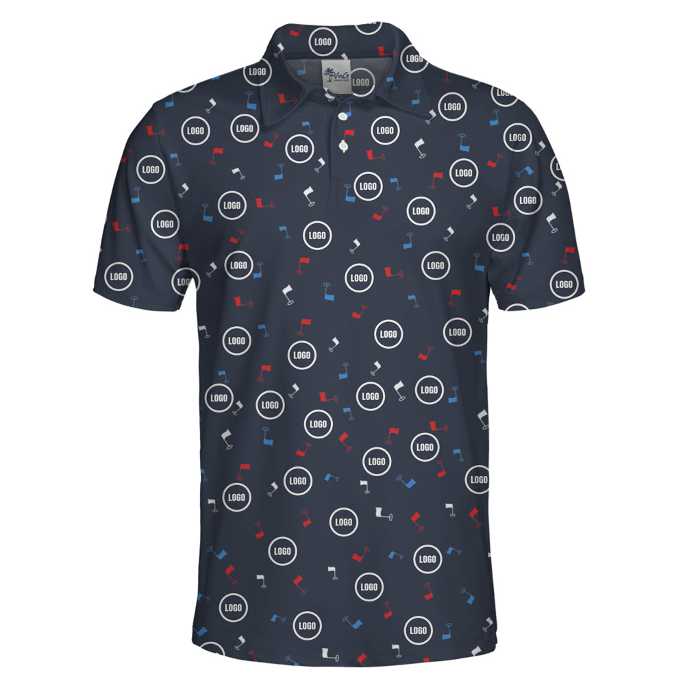 [Live Preview] Custom Logo American Flags Polo Shirt