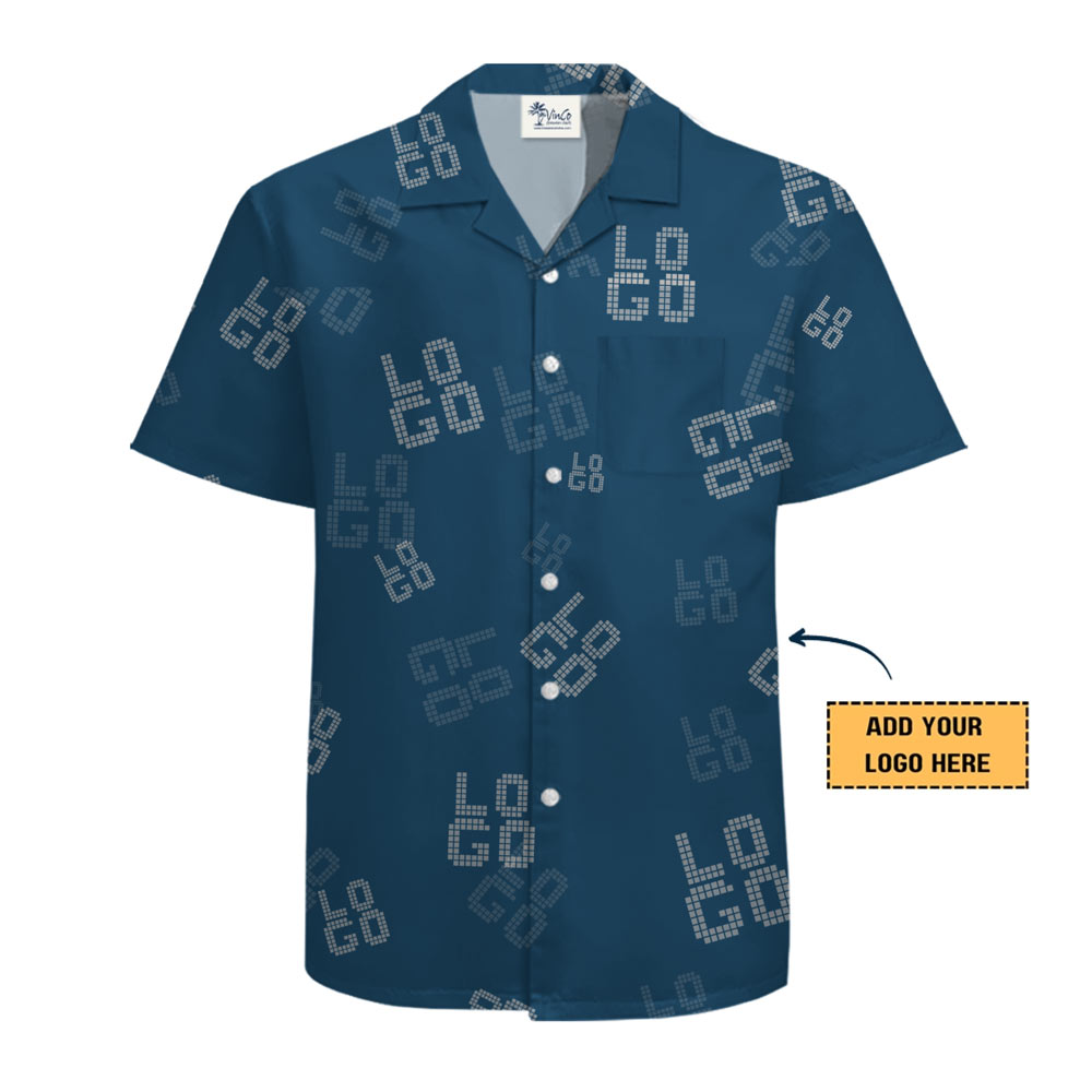 [Live Preview] Simple Custom Company Logos Hawaiian Shirt