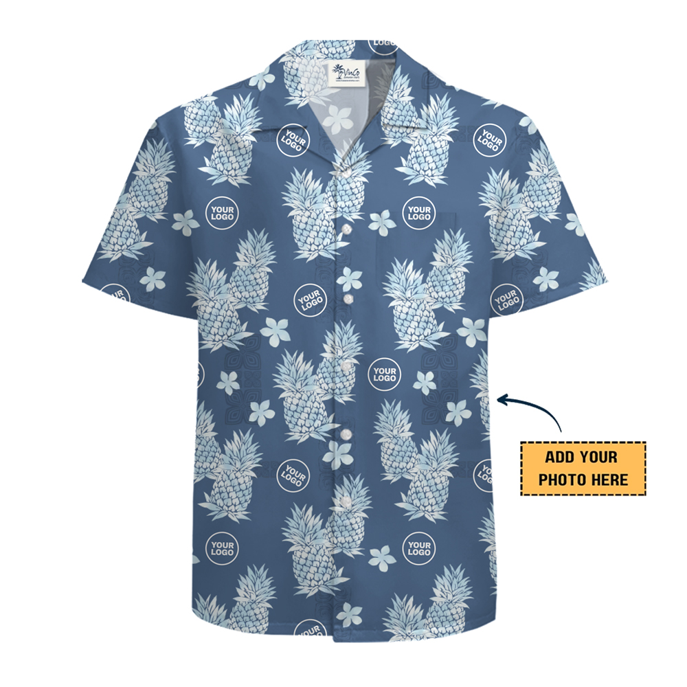 Custom Hawaiian Shirt Pineapple Design With Logos