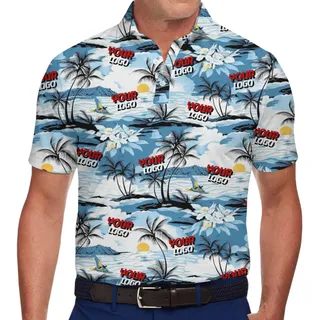 Custom Company Logo Tropical Islands Polo Shirt