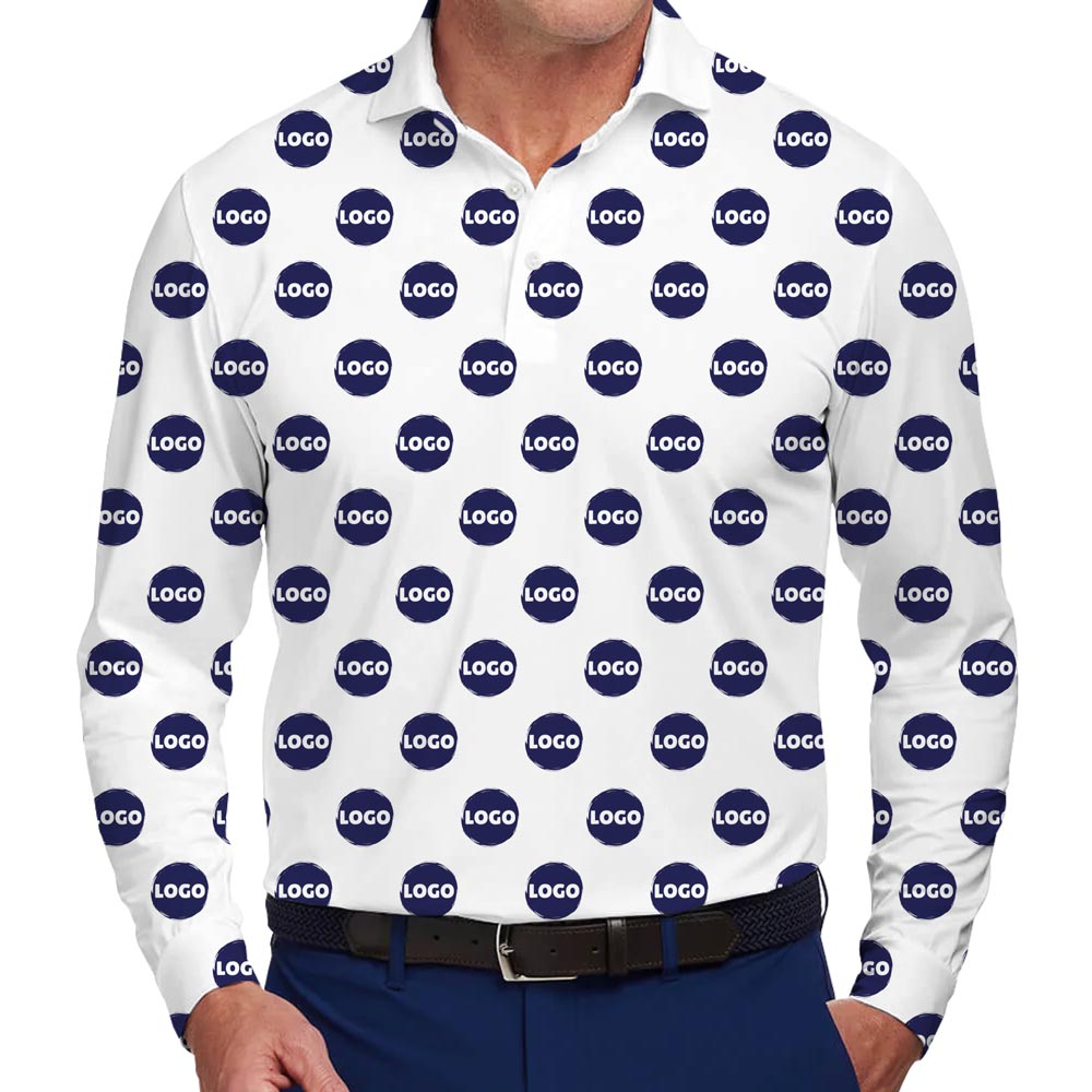 Custom Long Sleeve Collared Polo Shirt With Big Logo And Preview - variant image 1