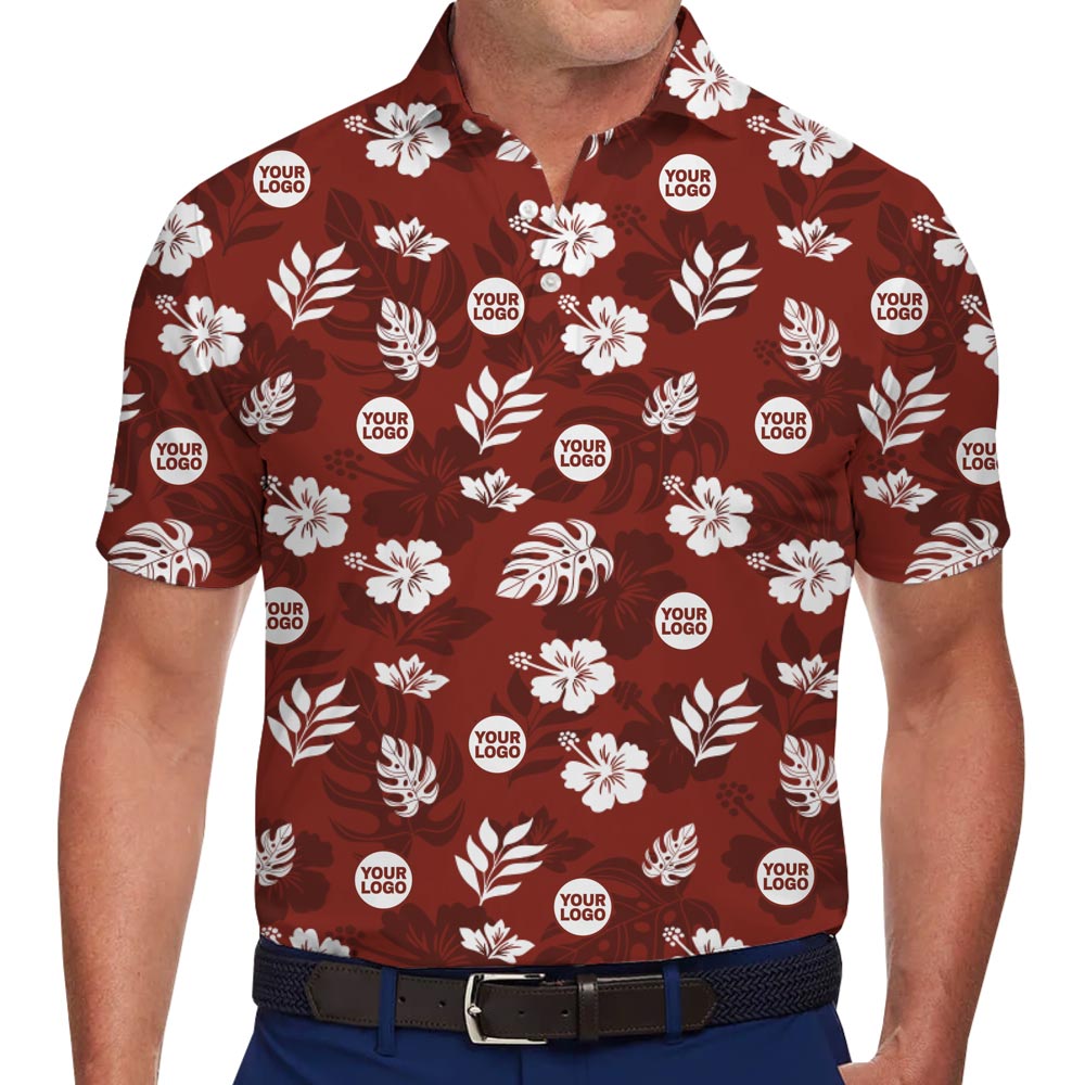 Custom Logo Floral Collared Polo Shirt For Men And Women - variant image 1