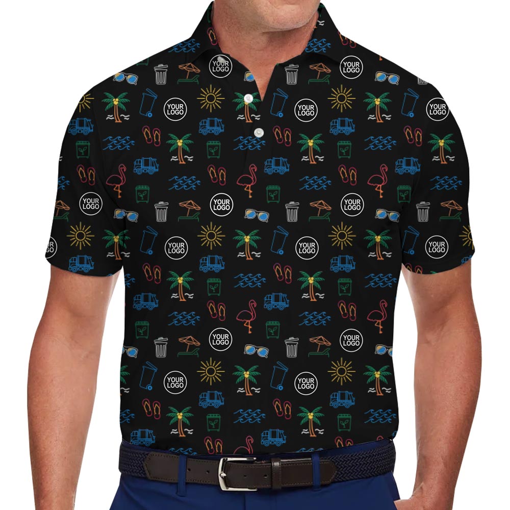 Custom Beach Theme Collared Polo Shirt With Logo - variant image 1