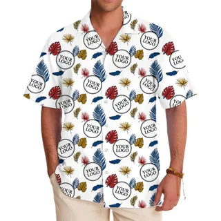 [Live Preview] Colorful Tropical Leaves Hawaiian Shirt With Custom Logo