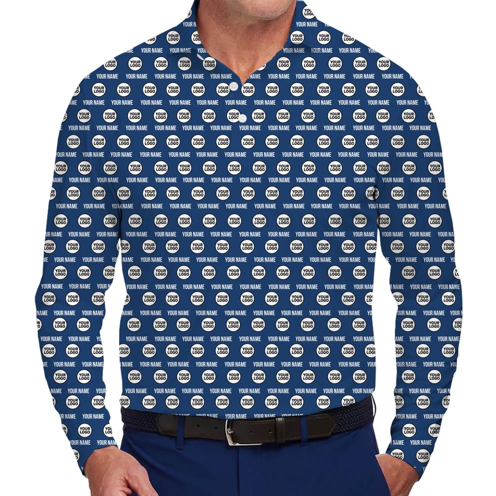 [Live Preview] Long Sleeve Collared Polo Shirt With Your Logo and Branding - variant image 1