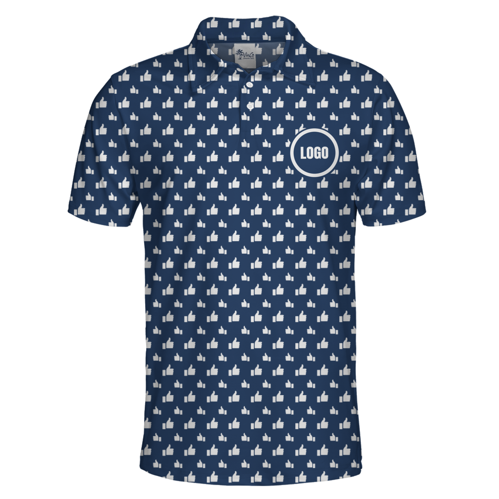 [Live Preview] Unique Like Pattern Polo Shirt with Custom Chest Logo - variant image 1