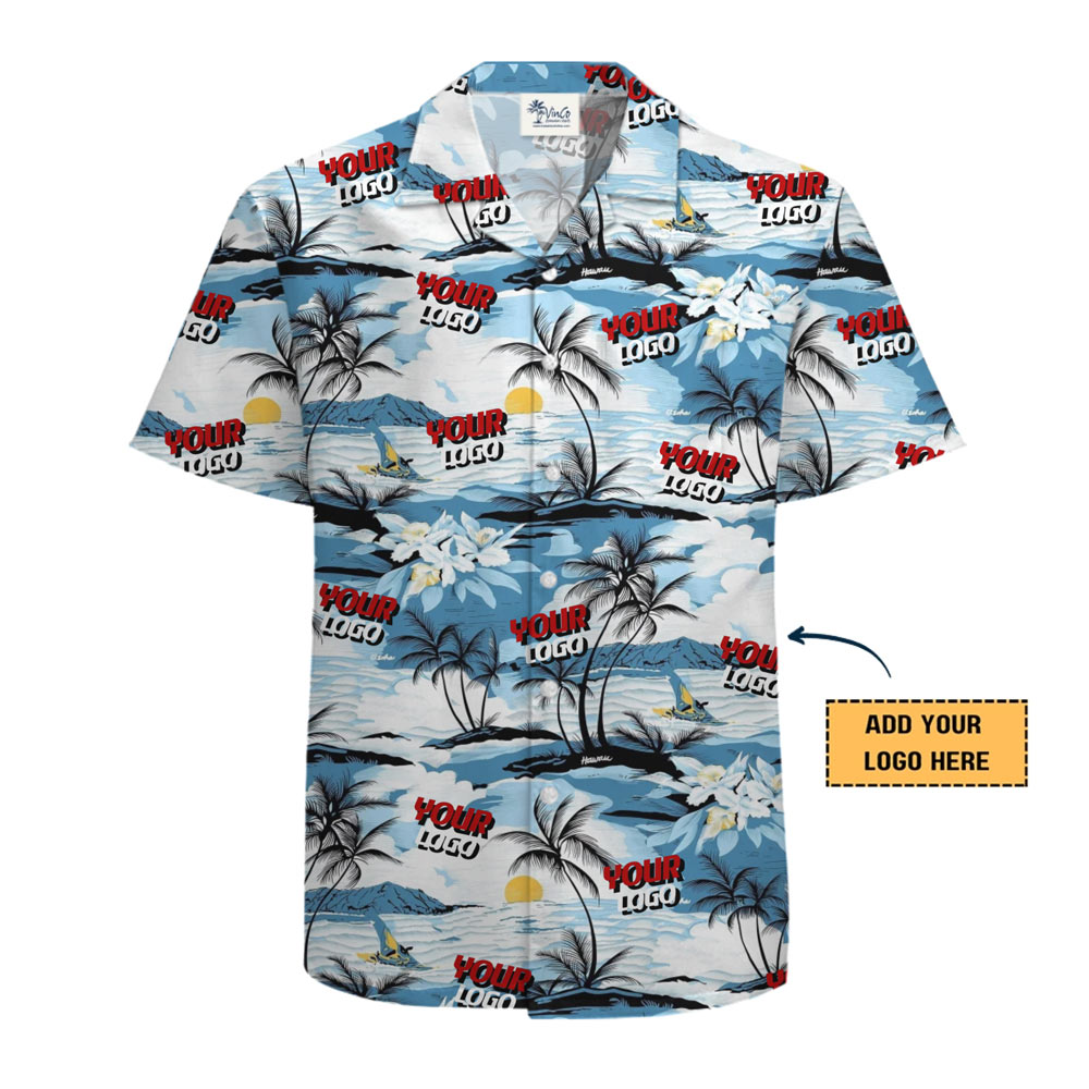 [Live Preview] Tropical Islands Blue Hawaiian Shirt With Custom Logo
