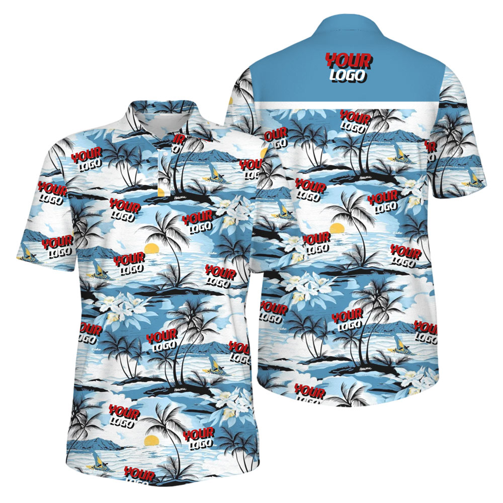 Custom Company Logo Tropical Islands Polo Shirt