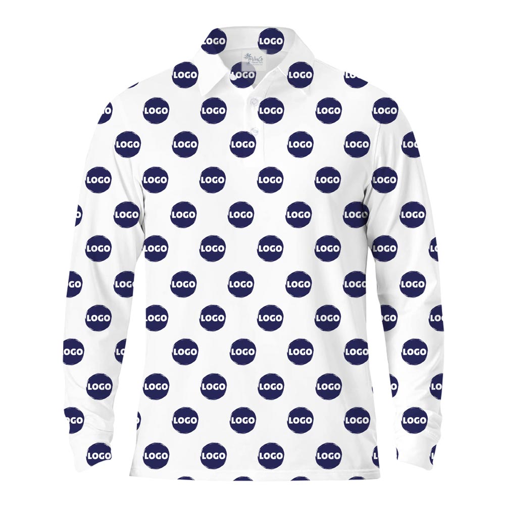 Custom Long Sleeve Collared Polo Shirt With Big Logo And Preview