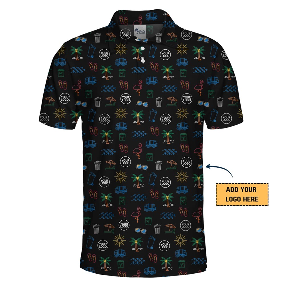 Custom Beach Theme Collared Polo Shirt With Logo