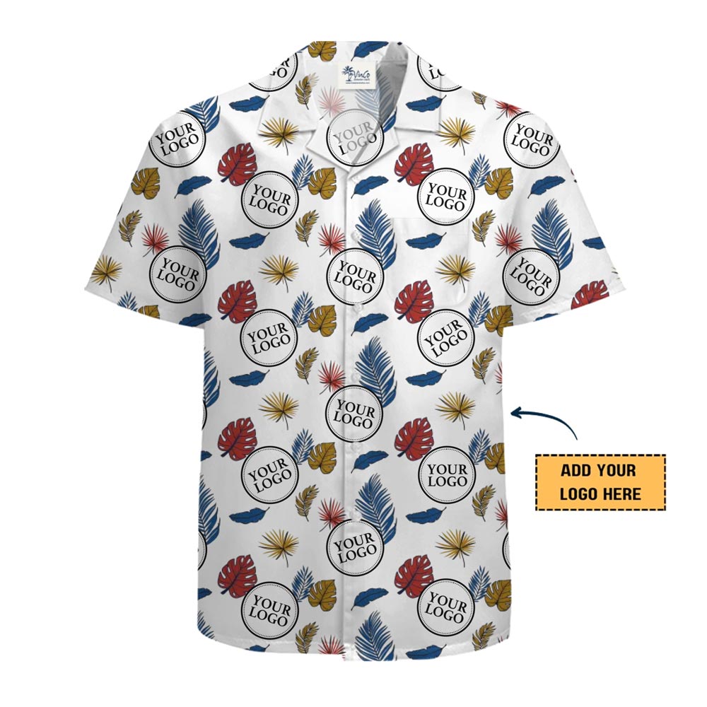 [Live Preview] Colorful Tropical Leaves Hawaiian Shirt With Custom Logo