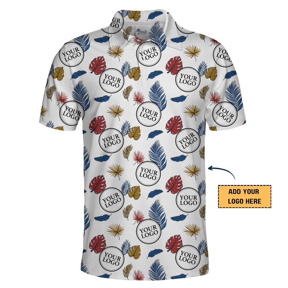 [Live Preview] Colorful Leaves Collared Polo Shirt With Custom Logo