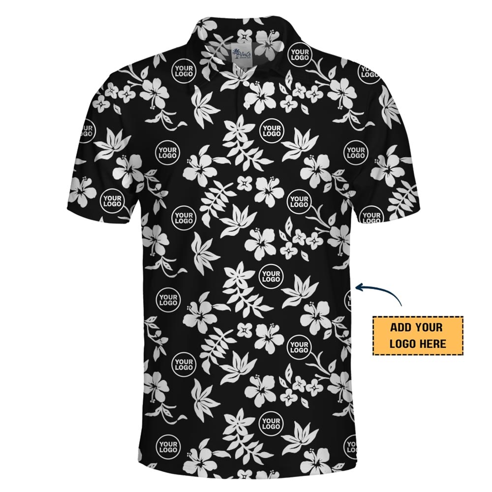 [Live Preview] Personalized Hibiscus Collared Shirt With Your Logo Printed