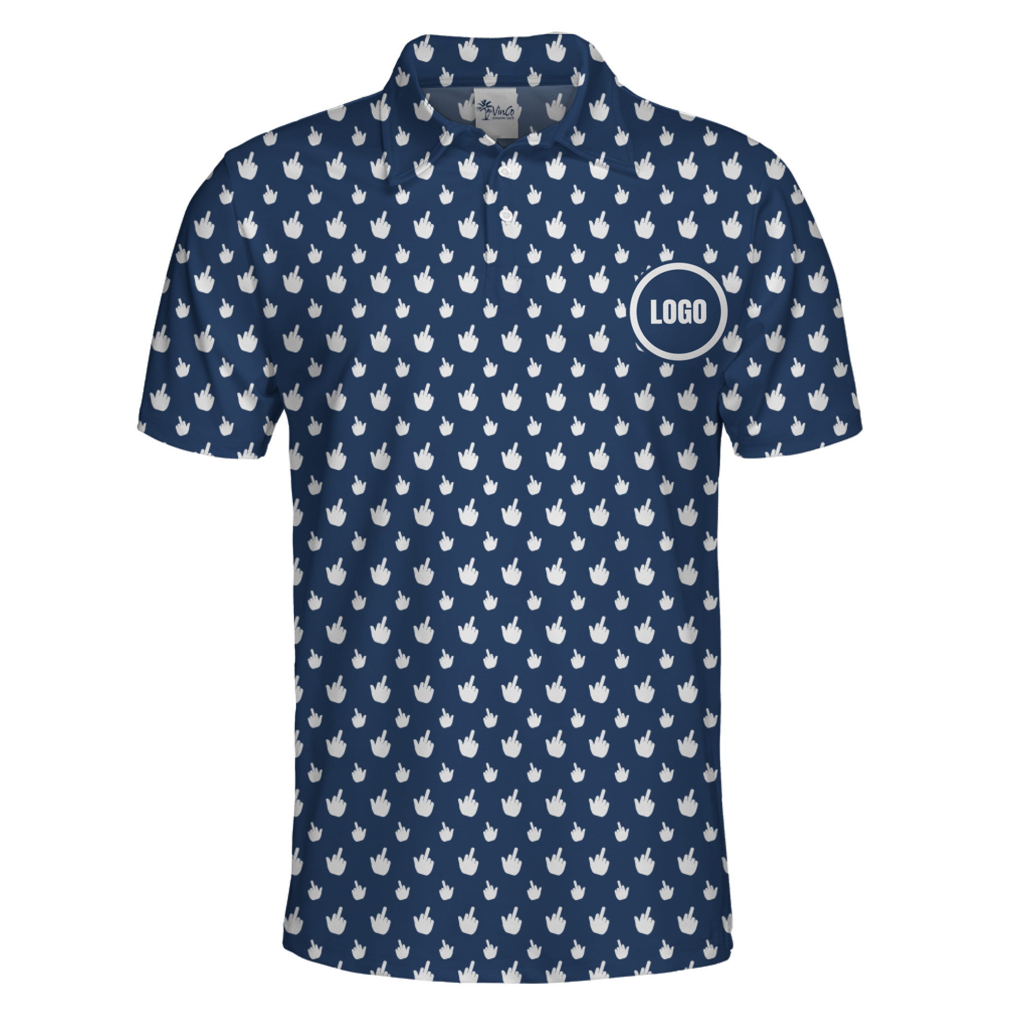 [Live Preview] Custom Funny Finger Polo Shirt with Chest Logo