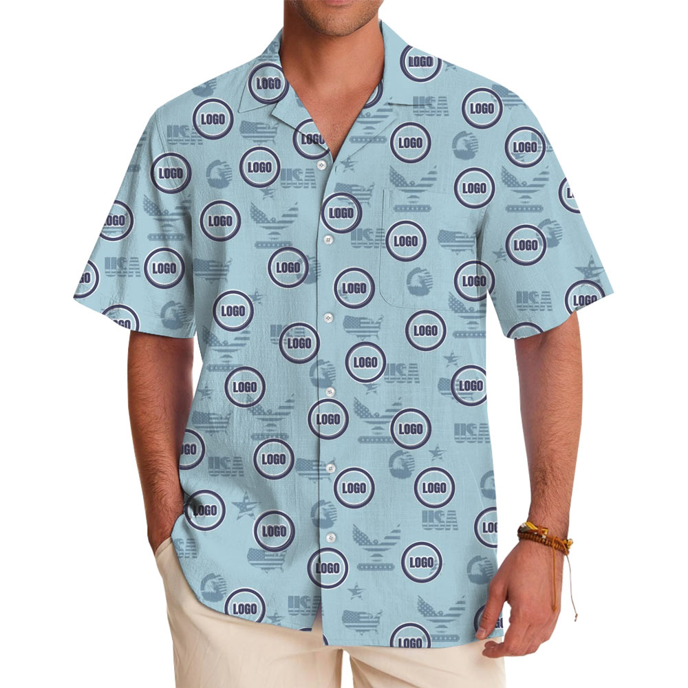 [Live Preview] American Icons Custom Logo Hawaiian Shirt - variant image 1