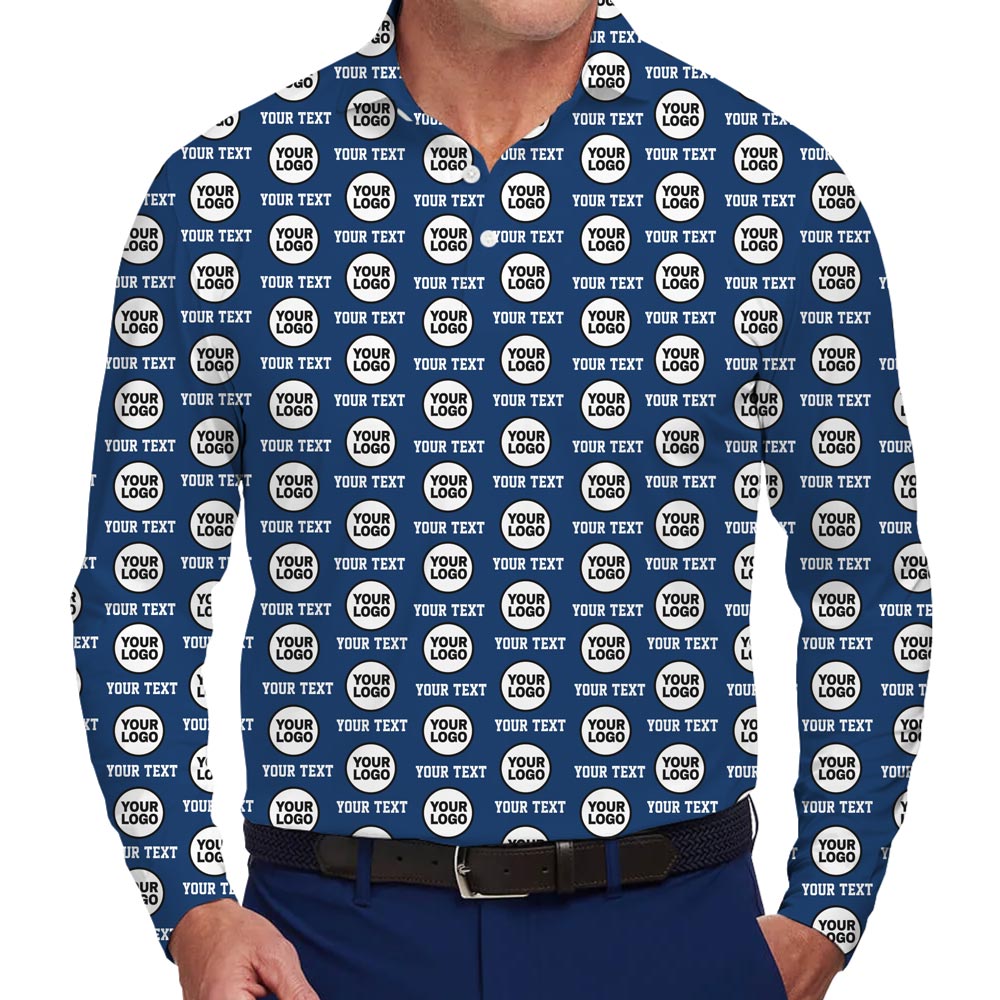 [Live Preview] Custom Long Sleeve Polo Shirt With Logo And Name - variant image 1
