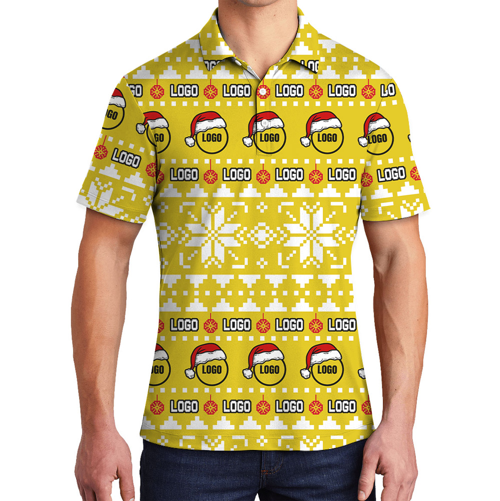 Santa Logo Christmas Knit Style Custom Polo Shirt - variant image 1