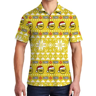 Santa Logo Christmas Knit Style Custom Polo Shirt