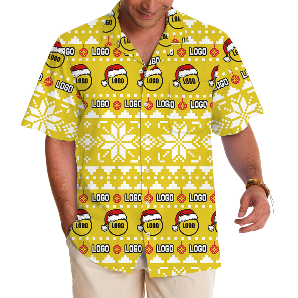 Santa Logo Christmas Knit Style Custom Hawaiian Shirt - variant image 1