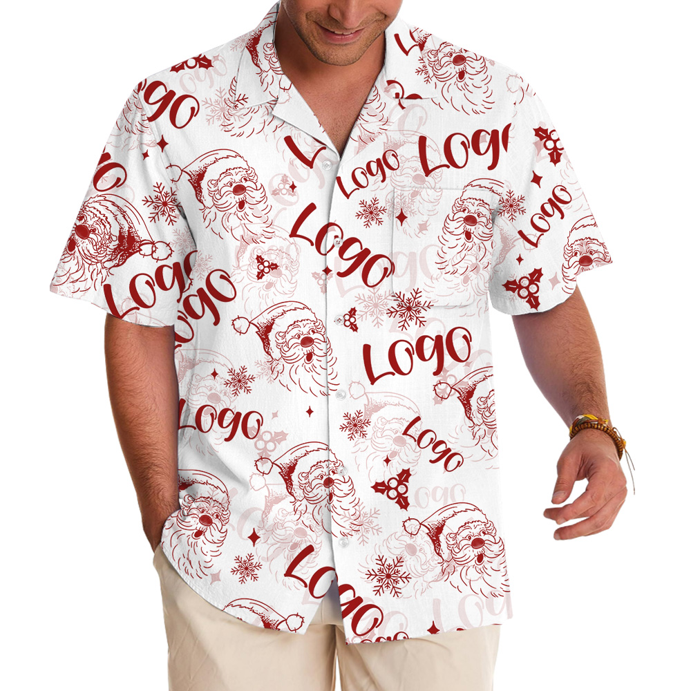 Vintage Jolly Santa Christmas Hawaiian Shirt Custom Logo - variant image 1