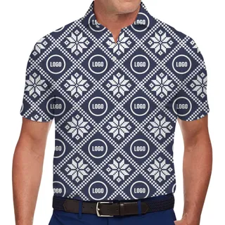 [Live Preview] Winter Grid Custom Logo Christmas Polo Shirt