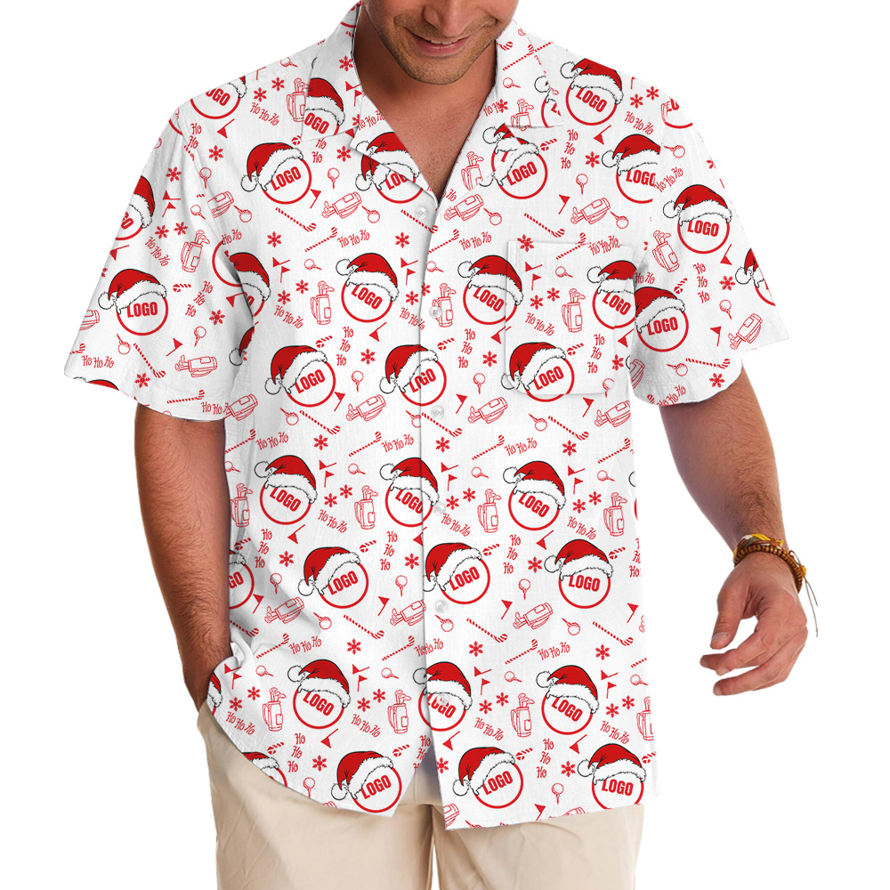 Merry Santa Golf Custom Logo Christmas Hawaiian Shirt - variant image 1