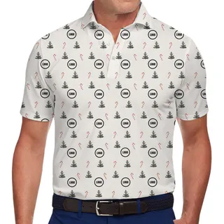[Live Preview] Holiday Polo Shirt Pine Christmas Candy Pattern Custom Logo