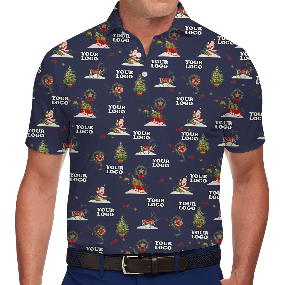 [Live Preview] Christmas Custom Logo Winter Celebration Polo Shirt - variant image 1