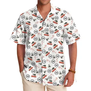[Live Preview] Candy Cane Christmas Print Custom Logo Hawaiian Shirt