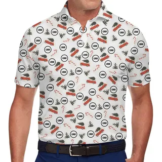 [Live Preview] Candy Car Christmas Custom Logo Polo Shirt